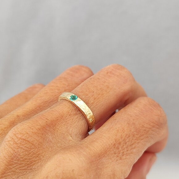 Emerald ring. 14K Yellow gold ring with round Emerald stone. Handmade ring - Picture 12 of 12